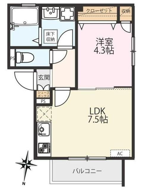 ル・ヴィラージュ北小岩(1LDK/1階)の間取り写真