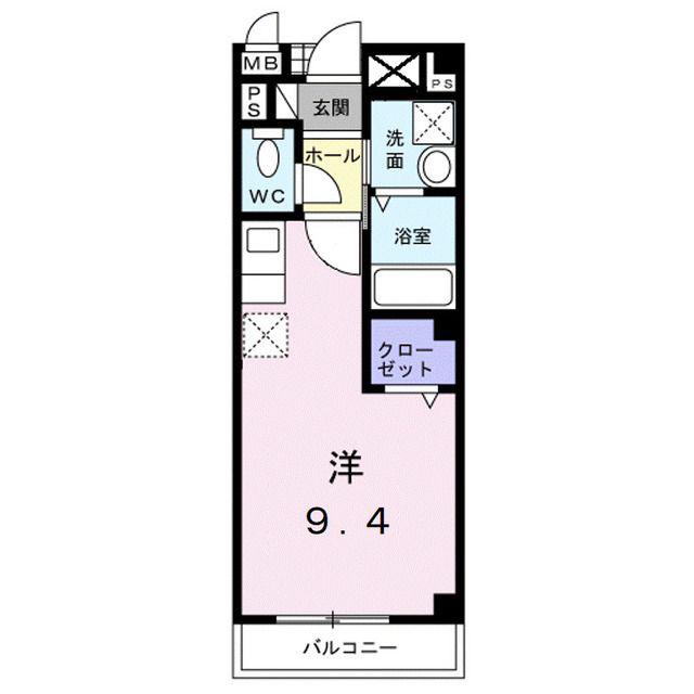 サニーリバーA棟(ワンルーム/2階)の間取り写真