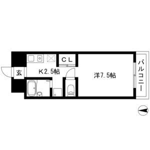 アドミール栄生(1K/5階)の間取り写真
