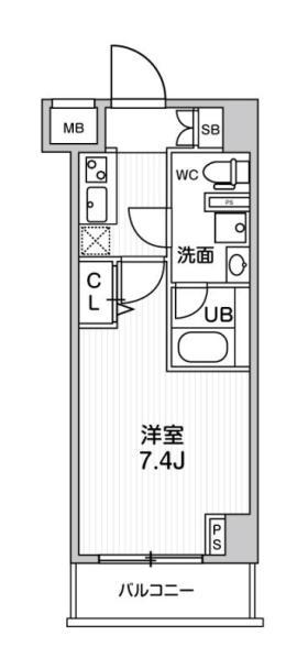 ジェノヴィア阪東橋スカイガーデン(1K/6階)の間取り写真