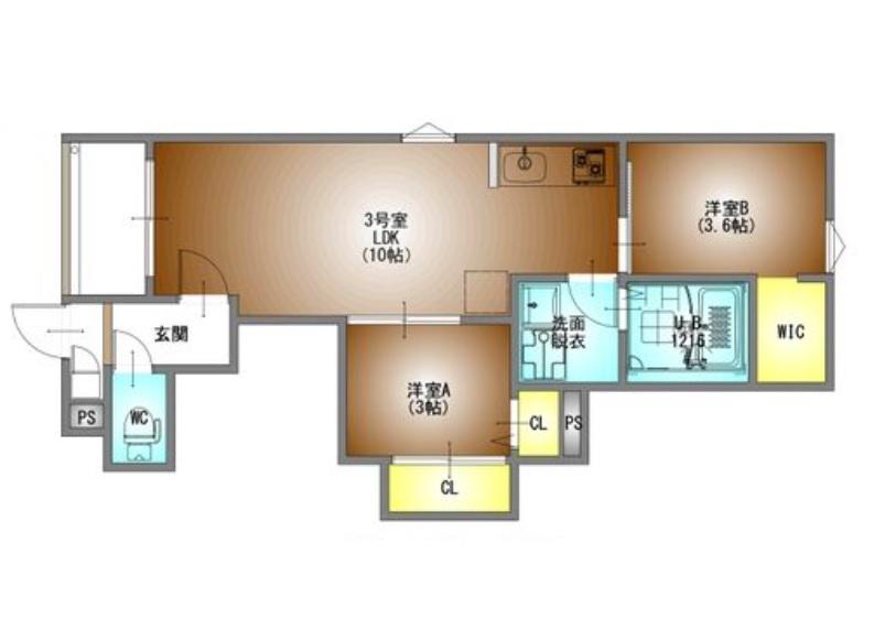 REGALEST鶴里駅前(2LDK/2階)の間取り写真