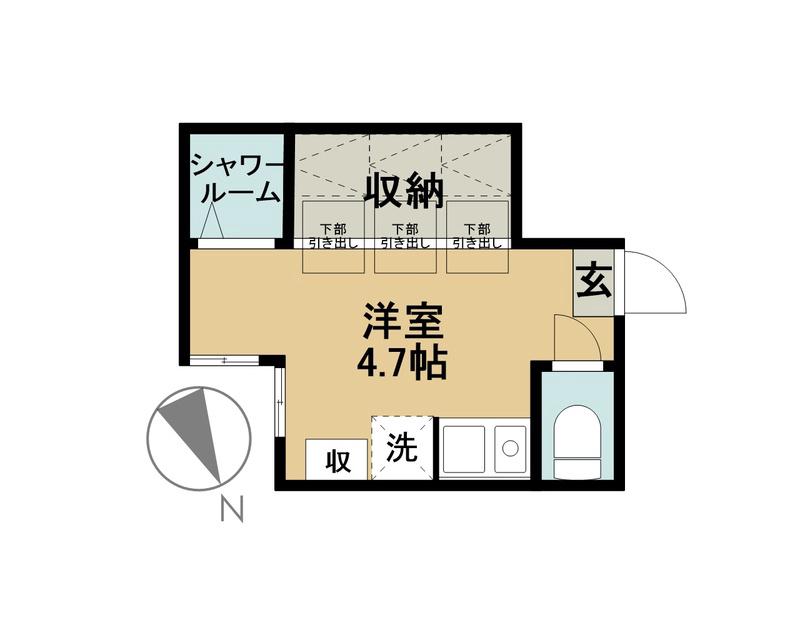 アーバンプレイス新宿戸山B(ワンルーム/1階)の間取り写真