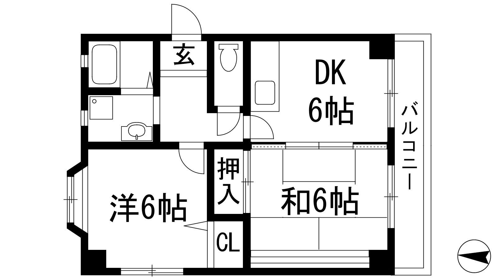 ツィンティー木本(2DK/3階)の間取り写真