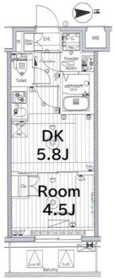 メイクス西新井大師(1DK/6階)の間取り写真