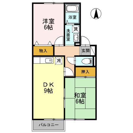 SEJOURキャラII(2DK/2階)の間取り写真