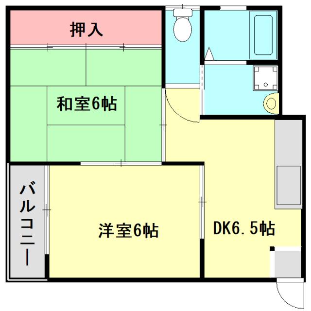 メゾンM B棟(2DK/1階)の間取り写真