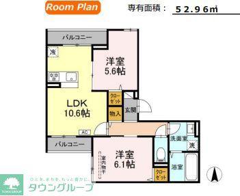 D-ROOM上篠崎(2LDK/2階)の間取り写真