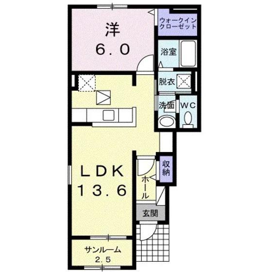 プリートデーア(1LDK/1階)の間取り写真