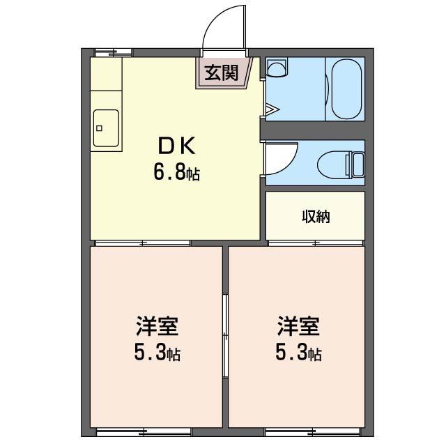 キャッスルB(2DK/2階)の間取り写真