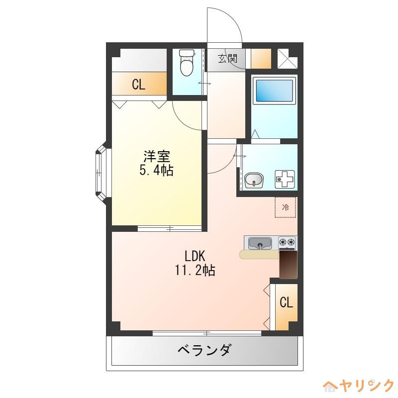 ウィステリア(1LDK/1階)の間取り写真