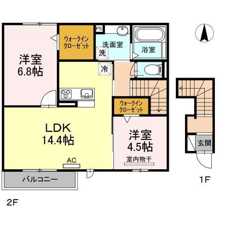 OKITATERRACE(2LDK/2階)の間取り写真