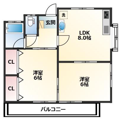 ホワイトタウン(2LDK/1階)の間取り写真