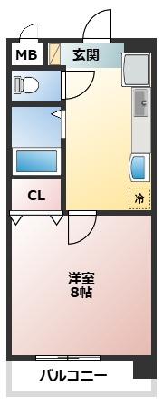 シンフォニー東新町(1K/3階)の間取り写真