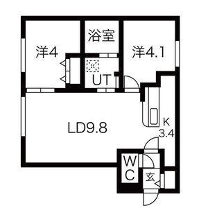 トロワドメーヌ(2LDK/4階)の間取り写真