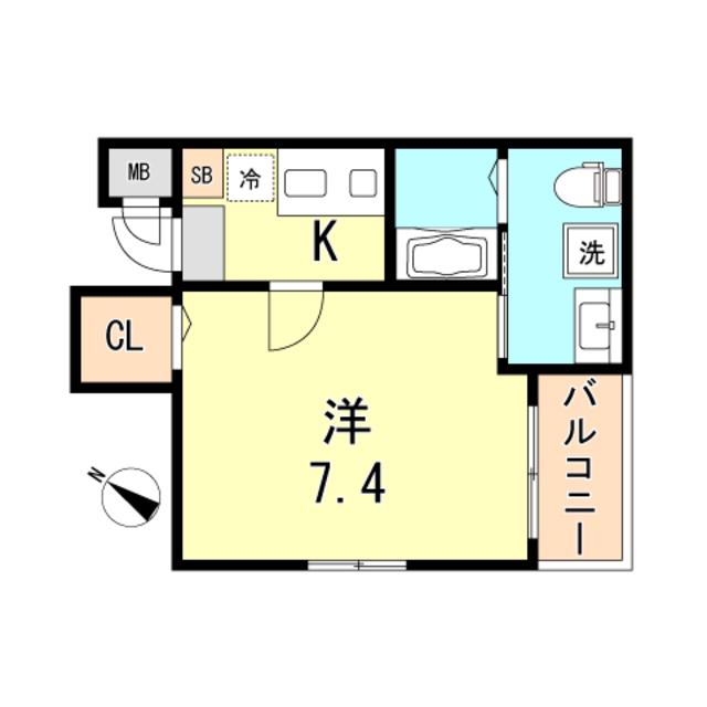 ワコーレヴィータ大開ステーシア(1K/1階)の間取り写真