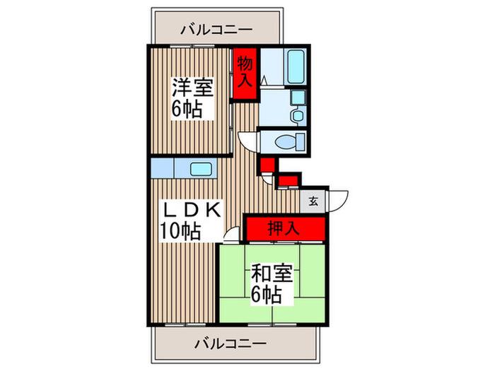 クレストハイツ(2LDK/2階)の間取り写真