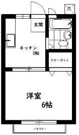 サンシティ・ガーネット(1K/2階)の間取り写真