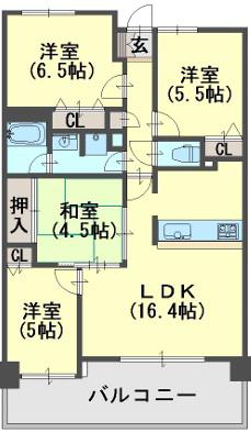 セレッソコート加古川ブライトシティ(4LDK/6階)の間取り写真