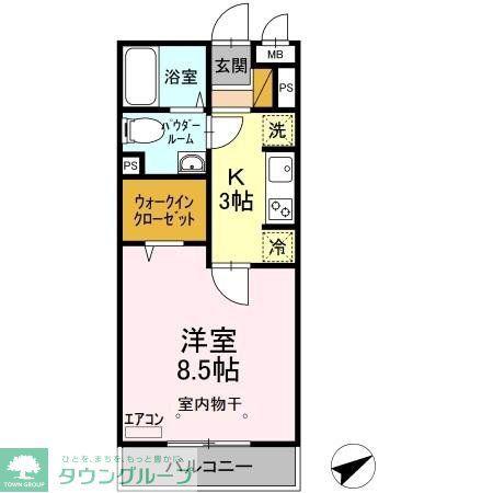 ジェンティーレ703(1K/3階)の間取り写真
