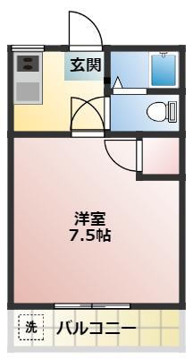 ハイツY(1K/1階)の間取り写真