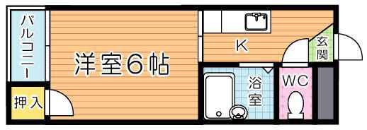 シャトレ天神I(1K/3階)の間取り写真