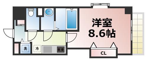LUXE玉造III(1K/5階)の間取り写真