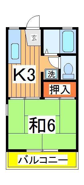 ワンダーヒル豊四季(1K/2階)の間取り写真