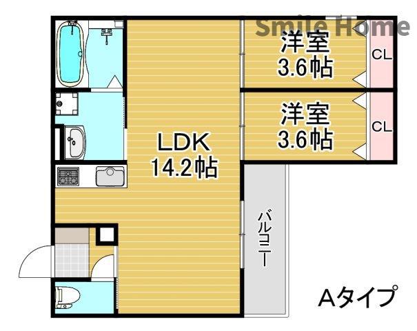 TIO住吉大社(2LDK/1階)の間取り写真