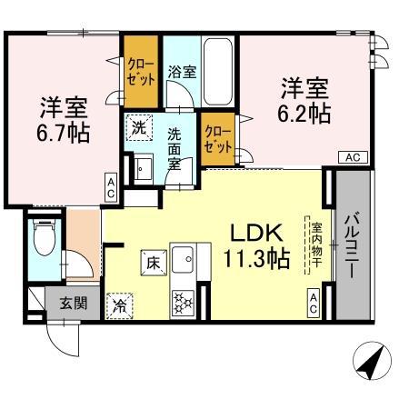 ディールーム豊田(2LDK/1階)の間取り写真