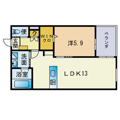 FONTANA板付(1LDK/3階)の間取り写真