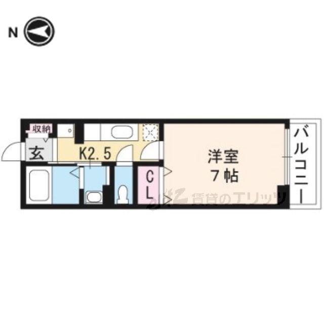 ハイツ東大手(1K/1階)の間取り写真