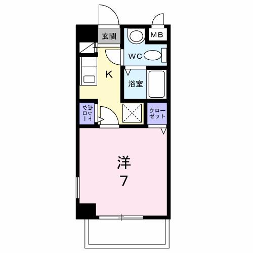 フローレンス西(1K/4階)の間取り写真