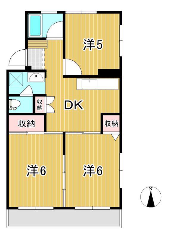 ハイツことぶき(3DK/2階)の間取り写真