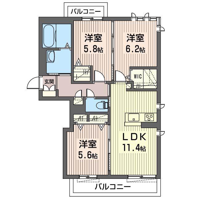 ビューテラスD(3LDK/3階)の間取り写真