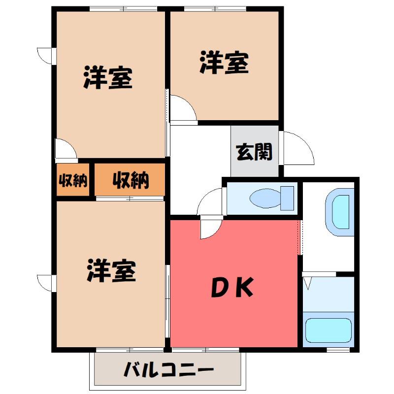 グランドール山王C(3DK/2階)の間取り写真