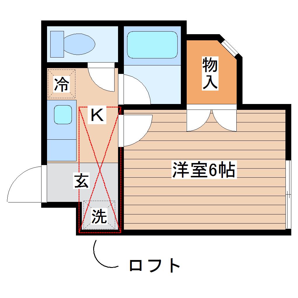 ソレイユ増田(1K/1階)の間取り写真