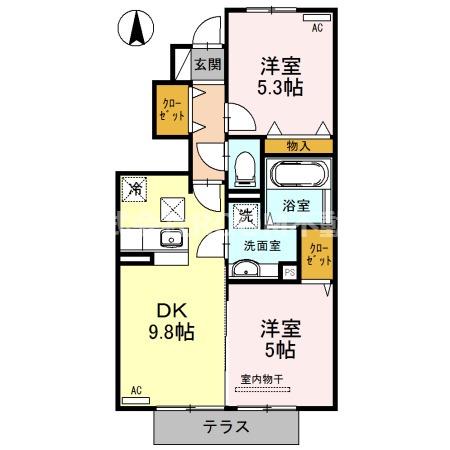 マール・ビビ(2DK/1階)の間取り写真