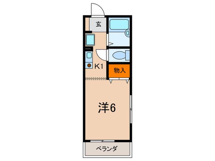 ブルンヒルト楠丘(1K/2階)の間取り写真