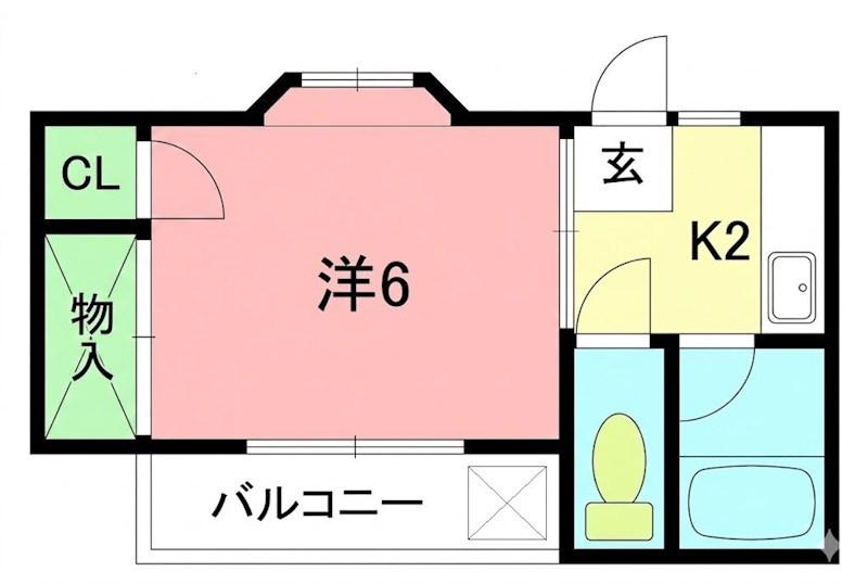 シャンティB(1K/1階)の間取り写真