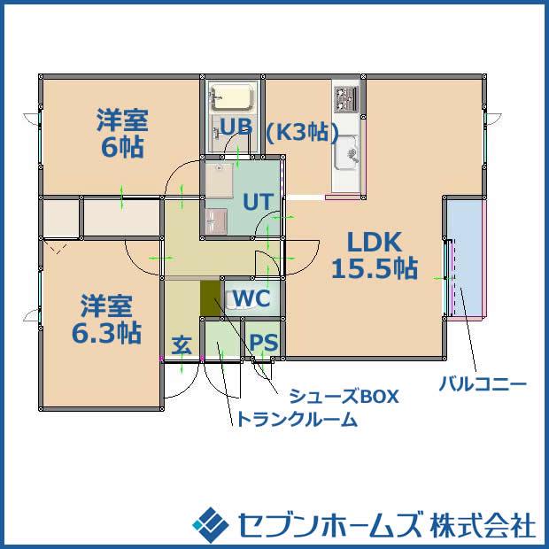 エルムパ-ク25(2LDK/2階)の間取り写真