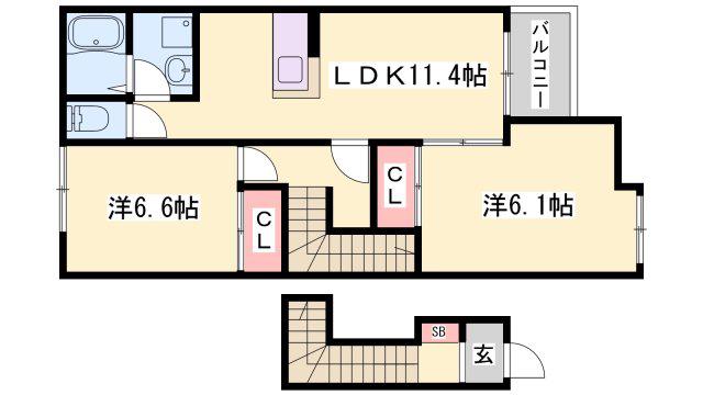 グランマーベラス(2LDK/2階)の間取り写真