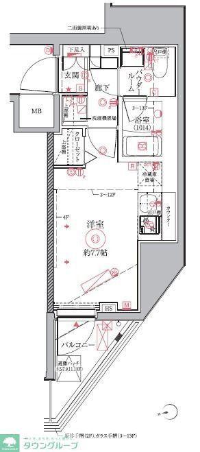 クレイシア川口(1K/9階)の間取り写真