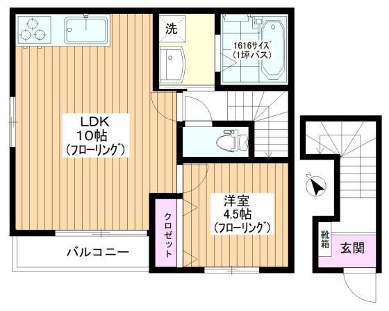 東武東上線 成増駅 徒歩6分 2階建 築10年(1LDK/2階)の間取り写真