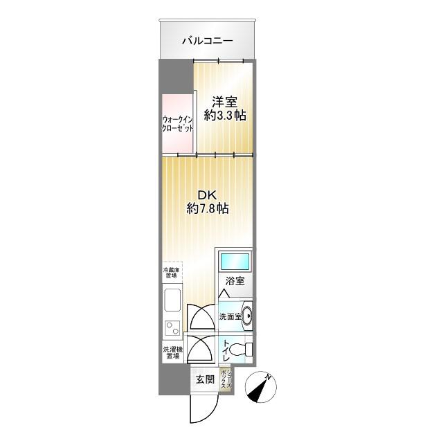 セレニテ神戸駅前アリエ(1DK/2階)の間取り写真