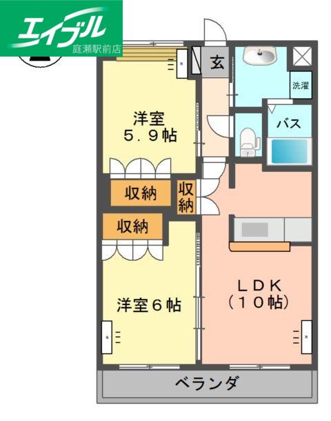 コンフォース六条院(2LDK/2階)の間取り写真