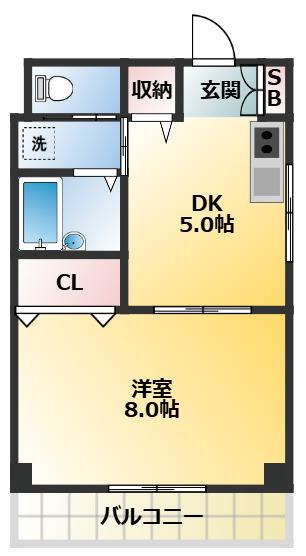 アーバンビル(1DK/2階)の間取り写真