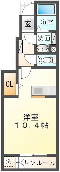 グラシオッソ坂井(1K/1階)の間取り写真