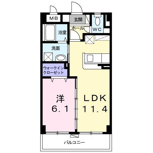 ヴィラ ヒルギタ(1LDK/2階)の間取り写真