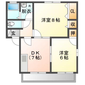 セジュールクロセ(2DK/1階)の間取り写真