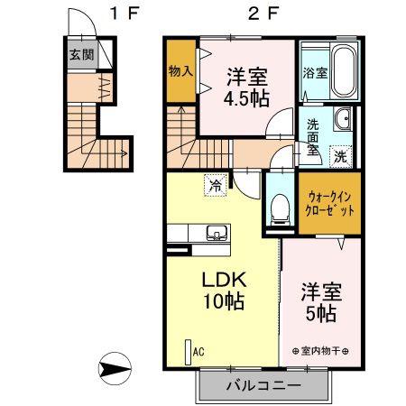 ヴァンヴェール(2LDK/2階)の間取り写真
